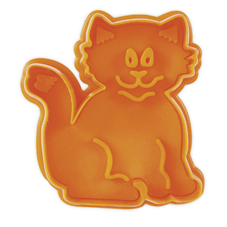Ausstecher Präge-Ausstechform Katze, mit Auswerfer, ca. 6.5 cm, Kunststoff, orange