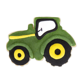 Ausstecher Präge-Ausstechform Traktor, mit Auswerfer, 6,5 cm Kunststoff dunkelgrün