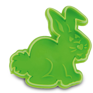 Ausstecher Präge-Ausstechform Hase, mit Auswerfer, ca. 6 cm, Kunststoff, grün