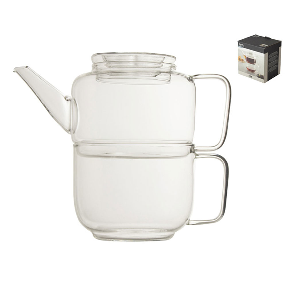 Teekanne Kaffeekanne Glaskanne mit Teetasse, 2tlg., hochwertiges hitz,  16,99 €
