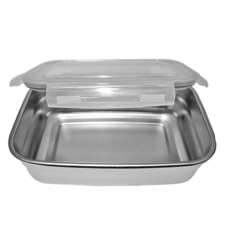 Lunchbox Edelstahlbrotdose mit Kunststoffdeckel Frischhaltedose Clipbox,  Edelstahl/Kunststoff, ca. 850 ml, ca. 18.5 x 13 x 6 cm