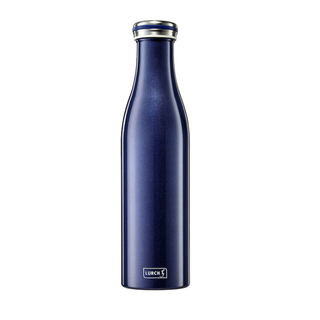 Lurch Isoliertrinkflasche 0,75 blau-metallic Thermoflasche Trinkflasche, doppelwandig Edelstahl,  ca. Ø 7.5 x 29.5 cm, Schraubverschluss 100 % auslaufsicher, BPA-frei,