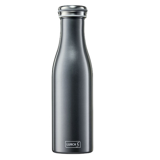 Lurch Isoliertrinkflasche 0,5 antrazit-metallic Thermoflasche Trinkflasche, doppelwandig Edelstahl,  ca. Ø 7.5 x 29.5 cm, Schraubverschluss 100 % auslaufsicher, BPA-frei, Volumen ca. 490 ml