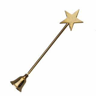 Kerzenlöscher mit beweglicher Glocke, ca. 29 cm, Motiv Stern, goldfarbig