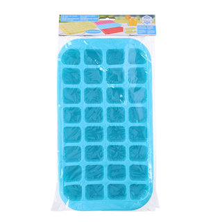 Eiswürfelform Eiswürfelbereiter Eiswürfelbehälter mit Tablett, für 32 Eiswürfel, lebensmittelechter Kautschuk/Kunststoff, blau, ca. 33 x 18 x 3.5 cm