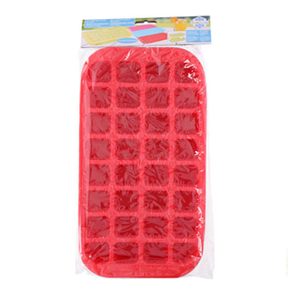 Eiswürfelform Eiswürfelbereiter Eiswürfelbehälter mit Tablett, für 32 Eiswürfel, lebensmittelechter Kautschuk/Kunststoff, rot, ca. 33 x 18 x 3.5 cm