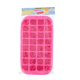 Eiswürfelform Eiswürfelbereiter Eiswürfelbehälter mit Tablett, für 32 Eiswürfel, lebensmittelechter Kautschuk/Kunststoff, pink, ca. 33 x 18 x 3.5 cm