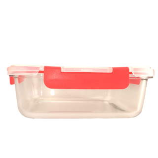 Clipbox Glasvorratsdose Ofenschale Auflaufform, Borosilikatglas mit Kunststoffdeckel, ca. 15.5 x 12 x 5.5 cm, Volumen ca. 390 ml