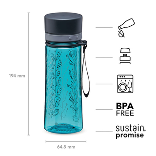 Aveo Wasserflasche, Aqua Blue Print, 0.35 L