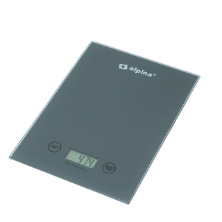 Elektronische Küchenwaage Backwaage Digitalwaage, bis ca. 5kg / 1g Teilung, Glas/Kunststoff, ca. 21.5 x 15.5 x 1.5 cm, grau