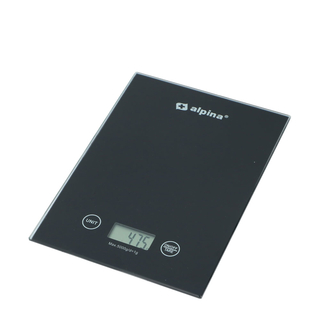 Elektronische Küchenwaage Backwaage Digitalwaage, bis ca. 5kg / 1g Teilung, Glas/Kunststoff, ca. 21.5 x 15.5 x 1.5 cm, schwarz