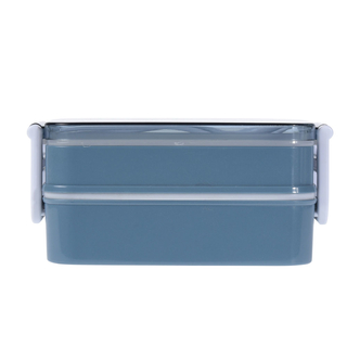 Lunchbox Lunchdose Brotdose, inklusive Löffel und Gabel, mit Unterteilung, Kunststoff, ca. 15.5 x 10.2 x 8 cm, taubenblau