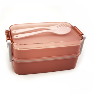 Lunchbox Lunchdose Brotdose, inklusive Löffel und Gabel, mit Unterteilung, Kunststoff, ca. 15.5 x 10.2 x 8 cm, altrosa