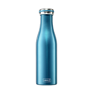 Lurch Isoliertrinkflasche 0,5 wasserblau-metallic Thermoflasche Trinkflasche, doppelwandig Edelstahl,  ca. Ø 7.5 x 29.5 cm, Schraubverschluss 100 % auslaufsicher, BPA-frei, Volumen ca. 490 ml