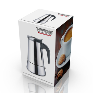 Espressokocher, 6 Tassen  300ml, Ø ca. 11 cm H ca. 19 cm, Edelstahl poliert, für alle Herdarten geeignet inklusive Induktion
