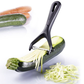 Julienneschneider Streifenschäler Gemüsespaghettischneider, Edelstahl Kunststoff schwarz