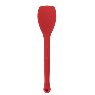 Silikon-Löffelspatel rot, Silikonlöffel mit abgeflachter Seite, Kochlöffel, ca. 27,5cm, hitzebeständig bis 260 °C, Silikon