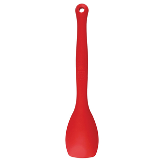 Silikon-Löffelspatel rot, Silikonlöffel mit abgeflachter Seite, Kochlöffel, ca. 27,5cm, hitzebeständig bis 260 °C, Silikon