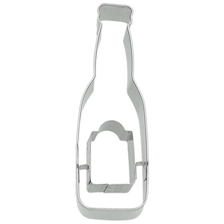 Ausstecher Bierflasche mit Prägung, Keksausstecher Plätzchenform, Edelstahl rostfrei, 8.5 cm