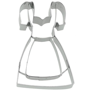 Ausstecher Kleid Dirndl mit Prägung, Keksausstecher Plätzchenform, Edelstahl rostfrei, 9 cm