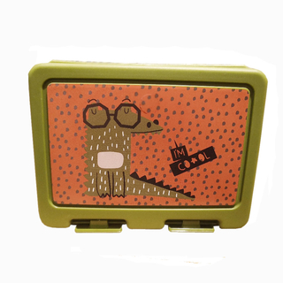 Lunchbox mit Unterteiler und Gabel-Lffel, Kunstsstoff, Motiv: Krokodil