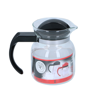 Teekanne Glasteekanne Glaskrug, Deckel und Henkel Kunststoff  schwarz , Inhalt: ca. 0.6 l, Borosilikatglas
