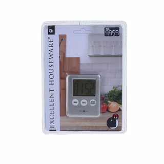 Kurzzeitwecker Küchenwecker digital, mit Magnet und großer Anzeige, Kunststoff silberfabrbig, ca 7 x 5,5 x 0.8 cm