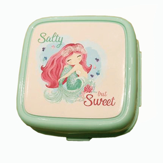 Lunchbox mit 4 Fächer und Gabel-Löffel Meerjungfrau mint