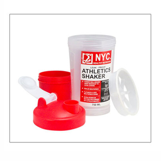 Mixbecher Fitnessshaker, Füllmenge ca 0.6 L mit extra Kammer 0,2l und Sieb, Kunststoff rot