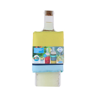 Flaschenkühlmanschette Flaschenkühler mit flexiblem Klettverschluss, Decor STRIPES gelb blau