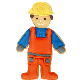 Ausstecher Bauarbeiter, mit Prägung Keksausstecher Plätzchenform, Edelstahl rostfrei, 8 cm