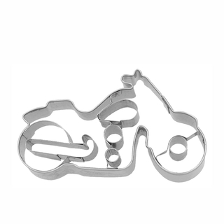 Ausstecher Motorrad mit Prägung, Keksausstecher Plätzchenform, Edelstahl rostfrei, 8 cm