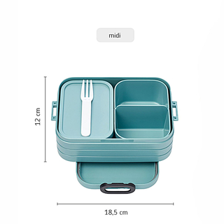 Mepal Bentobox M/klein, mit Einsatz, NORDIC SAGE Lunchbox  Brotdose  Innendosen und Gabel, Kunststoff BPA-Frei, ca. 900 ml,
