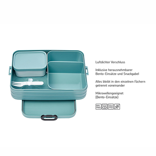 Bentobox XL/gro mit Einsatz, VIVID BLUE Lunchbox Brotdose, mit Einsatz,Innendose und Gabel,Kunststoff BPA frei, ca. 1500 ml