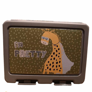 Lunchbox mit Unterteiler und Gabel-Löffel, Kunstsstoff, Motiv: Giraffe