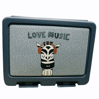Lunchbox mit Unterteiler und Gabel-Löffel, Kunstsstoff, Motiv: Zebra