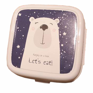 Lunchbox mit 4 Fächer und Gabel-Löffel Eisbär weiß