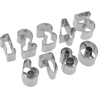 Zahlen-Ausstechformen 1, 2, 3.. -  0-9, L ca.  3,5 x H 2,5 cm - 8 teilig