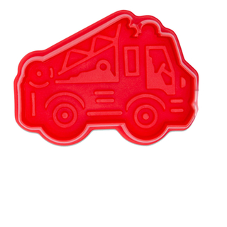 Ausstecher Prge-Ausstechform Feuerwehrauto, mit Auswerfer, 6,5 cm, Kunststoff, rot