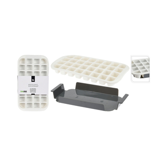 Eiswürfelform mit Tablettfür 32 Eiswürfel, Ca. 33 x 18,5 x 4 cm, Kunststoff Silikon, BPA frei