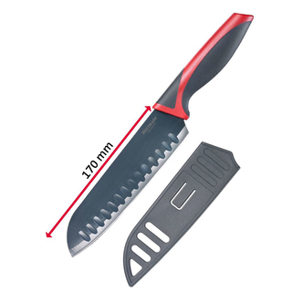 Messer mit Klingenschutz, Santokumesser, Klinge 17 cm