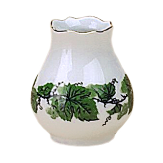 Weinlaub Triptis A Vase Veilchenvase Blumenvase Tischvase festoniert gewellter Rand, Thüringer Porzellan, ca. 5.5 x 6 cm, ca. 0.1 l, ca. 2 cm Öffnung